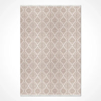 Tappeto in acrilico beige e marrone con motivo geometrico