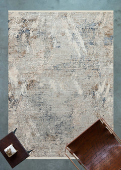 Krem Soyut Modern Etnik Desenli Halı  | Makinada Yıkanabilir | Hav Toz Vermez | Leke Tutmayan | Kaymaz Taban | Dijital Makine Baskı | Salon Yolluk Mutfak Halısı