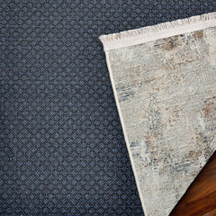 Krem Soyut Modern Etnik Desenli Halı  | Makinada Yıkanabilir | Hav Toz Vermez | Leke Tutmayan | Kaymaz Taban | Dijital Makine Baskı | Salon Yolluk Mutfak Halısı