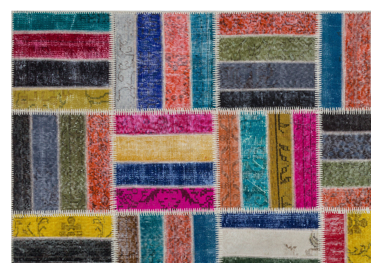 Kilva Çok Renkli ve Beyaz Patchwork Desenli El Dokuma Halı 200x280 cm – detay görünümü