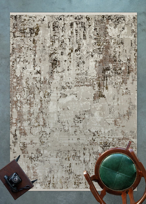 Bej Soyut Modern Etnik Desenli Halı  | Makinada Yıkanabilir | Hav Toz Vermez | Leke Tutmayan | Kaymaz Taban | Dijital Makine Baskı | Salon Yolluk Mutfak Halısı