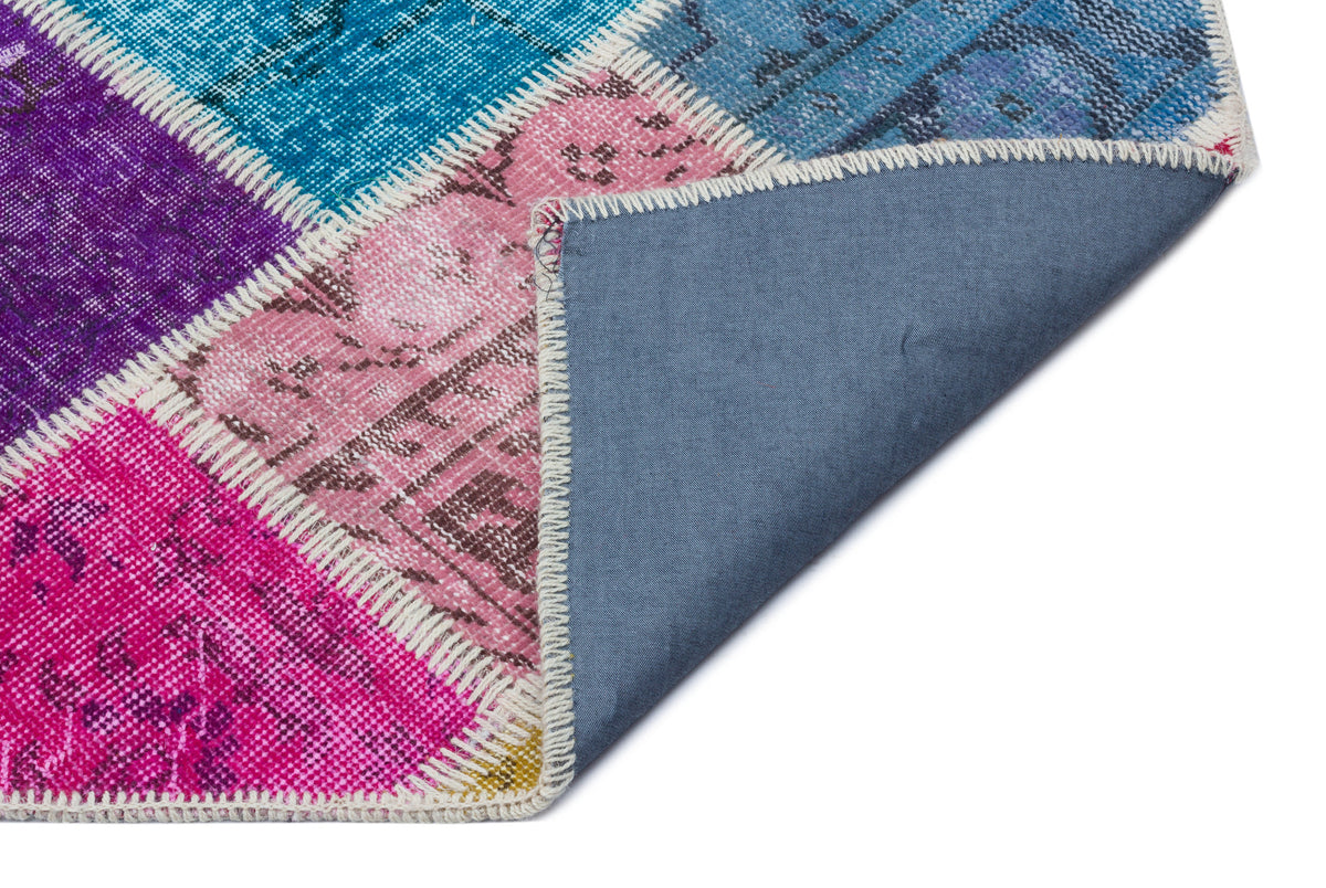 Kilva Çok Renkli ve Beyaz Patchwork Desenli El Dokuma Halı 190x280 cm – detay görünümü