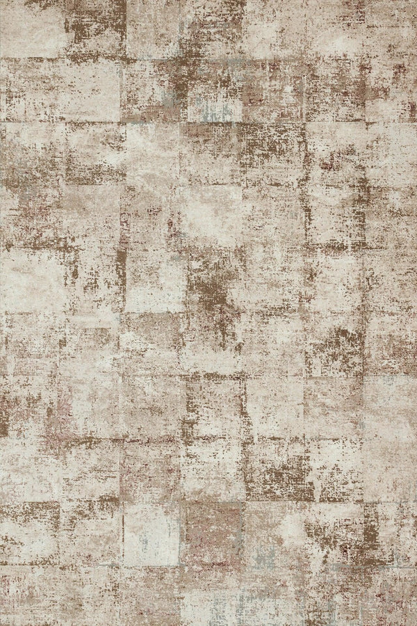 Bej Krem Eskitme Modern Halı - Yıkanabilir - Kaymaz Taban - Pati Dostu