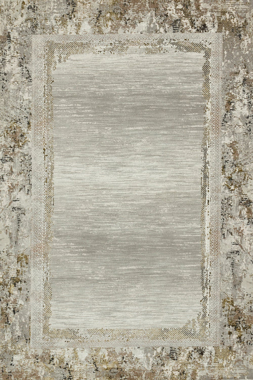 Krem Çerçeveli Modern Etnik Desenli Halı  | Makinada Yıkanabilir | Hav Toz Vermez | Leke Tutmayan | Kaymaz Taban | Dijital Makine Baskı | Salon Yolluk Mutfak Halısı