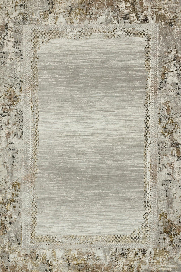 Bej Gri Eskitme Modern Halı - Yıkanabilir - Kaymaz Taban - Pati Dostu
