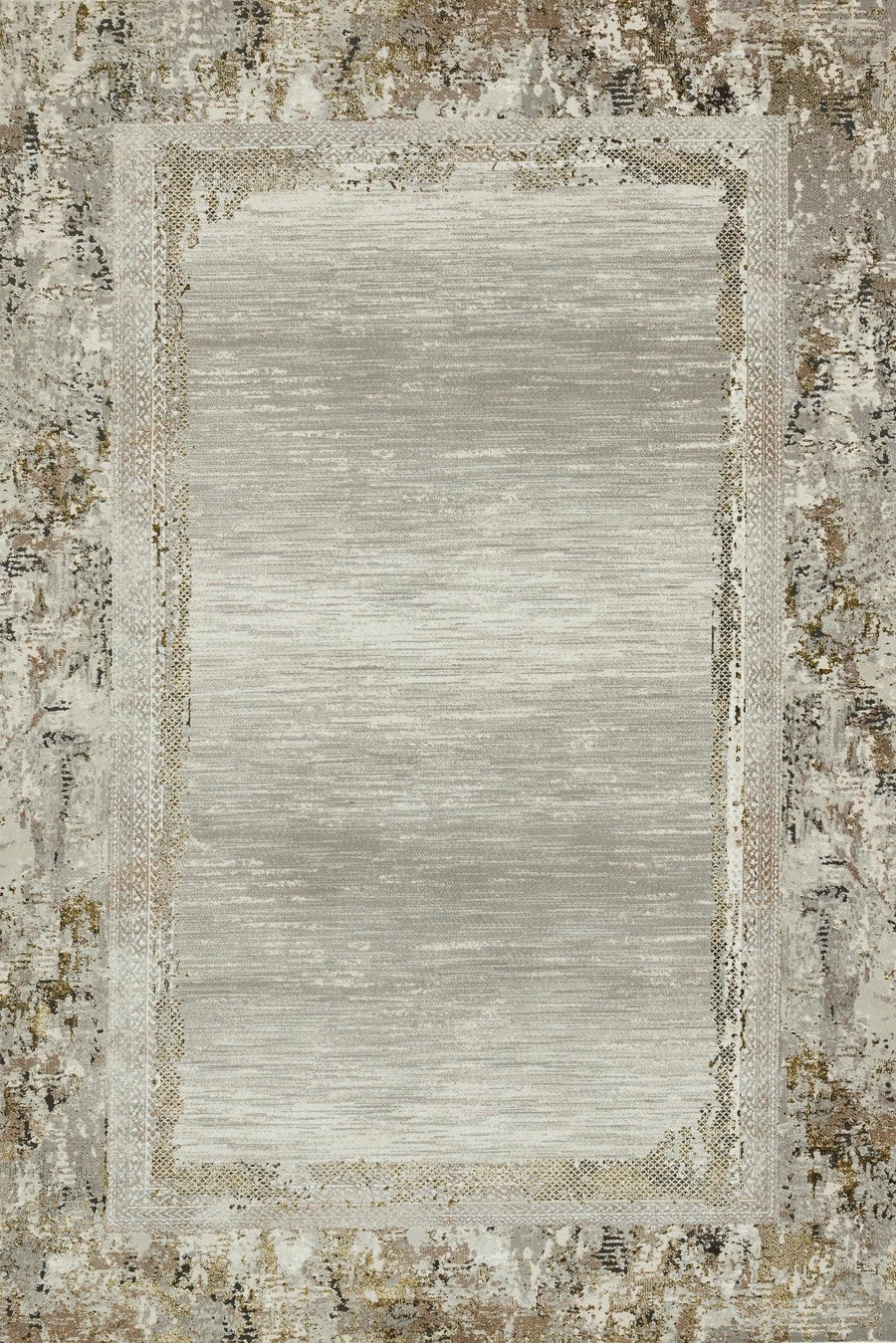 Grey and Beige Abstract Area Rug – in the hallway