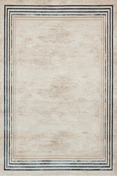 Krem Çerçeveli Modern Etnik Desenli Halı  | Makinada Yıkanabilir | Hav Toz Vermez | Leke Tutmayan | Kaymaz Taban | Dijital Makine Baskı | Salon Yolluk Mutfak Halısı