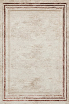 Krem Çerçeveli Modern Etnik Desenli Halı  | Makinada Yıkanabilir | Hav Toz Vermez | Leke Tutmayan | Kaymaz Taban | Dijital Makine Baskı | Salon Yolluk Mutfak Halısı