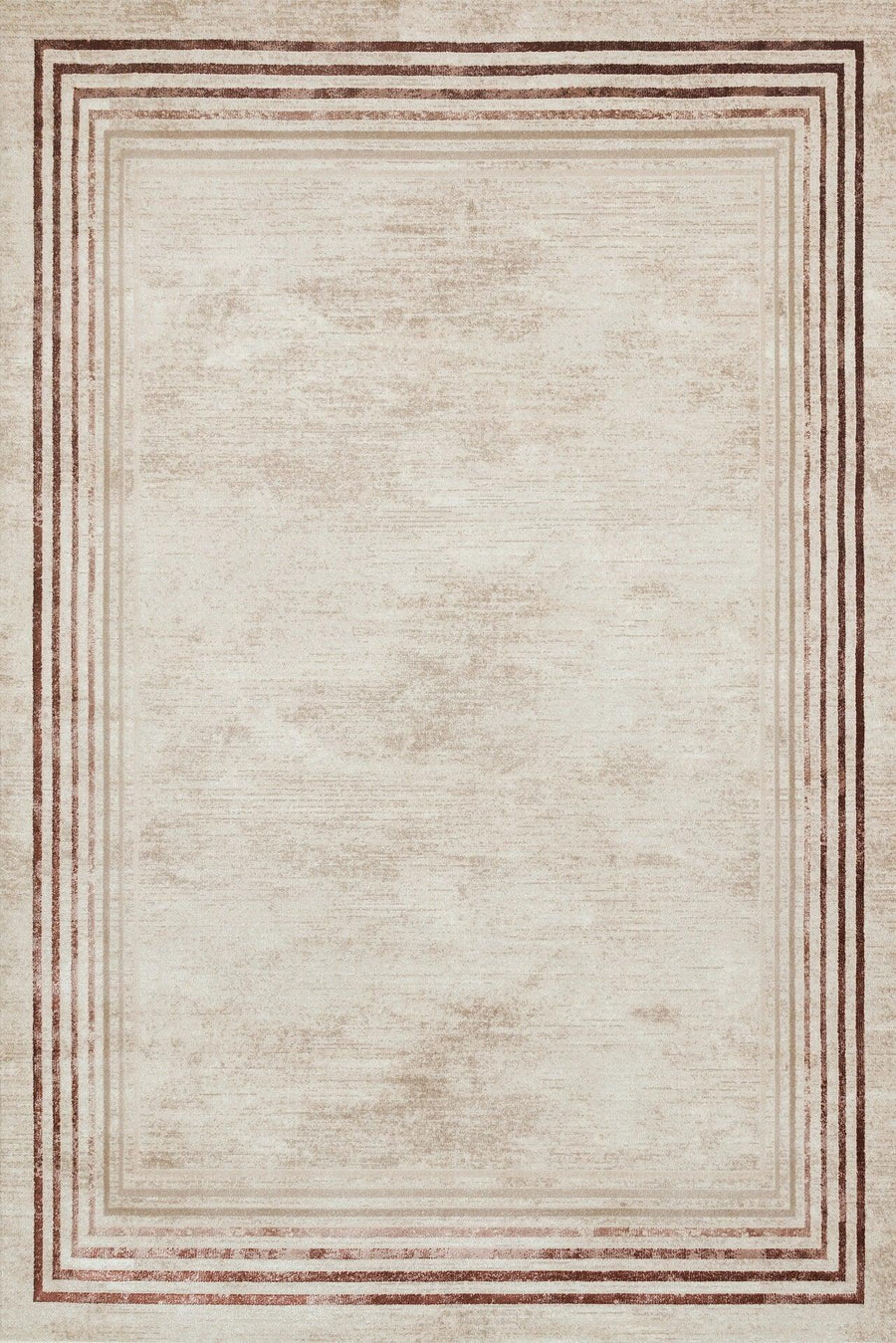 Cream and Brown Geometric Area Rug – in the hallway
