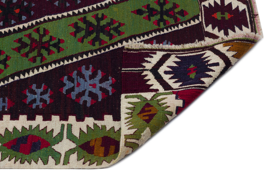 Limove Bordo ve Yeşil Madalyon Desenli El Dokuma Halı 183x320 cm – detay görünümü