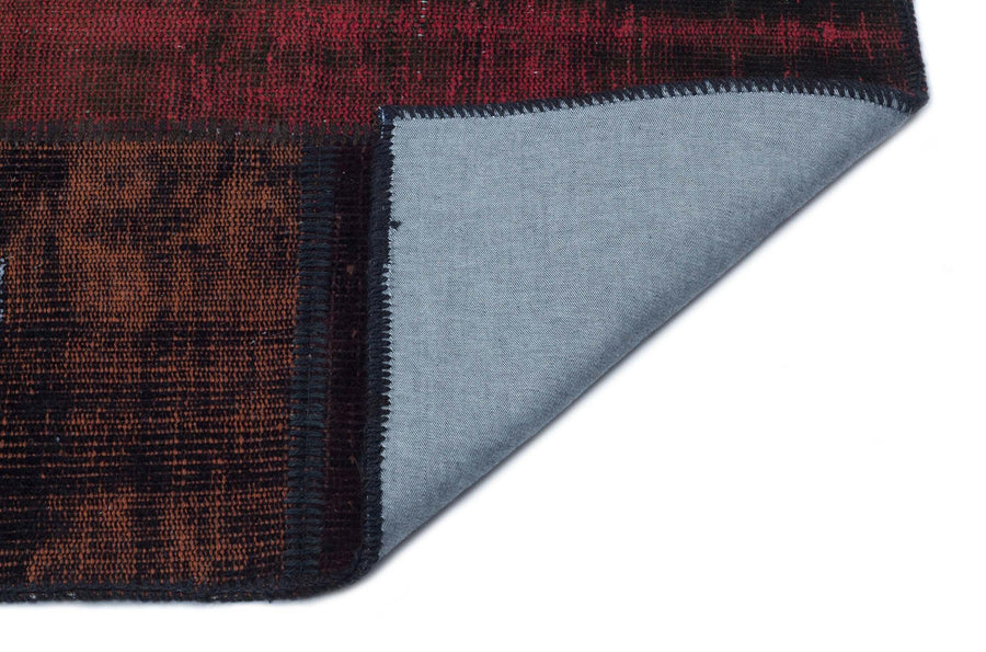 Kilva Siyah ve Kahverengi Patchwork Desenli El Dokuma Halı 160x230 cm – detay görünümü