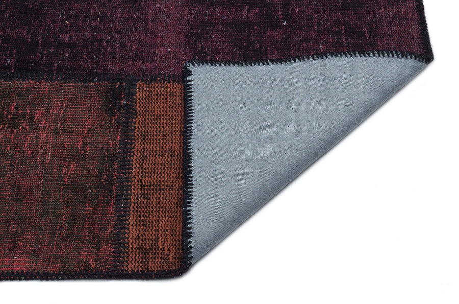 Kilva Siyah ve Kahverengi Patchwork Desenli El Dokuma Halı 160x230 cm – detay görünümü