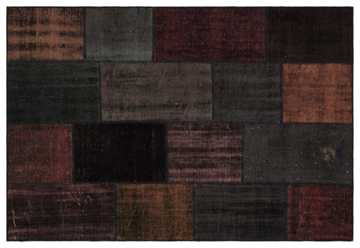 Kilva Siyah ve Antrasit Patchwork Desenli El Dokuma Halı 160x230 cm