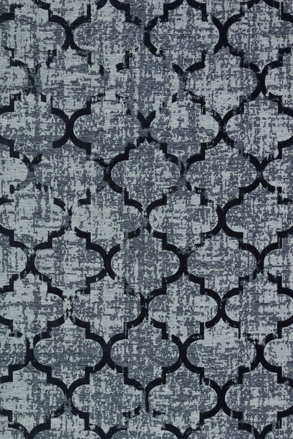 Antrasit Gri Geometrik Modern Halı - Yıkanabilir - Kaymaz Taban - Pati Dostu