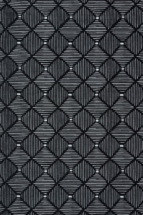 Antrasit Siyah Geometrik Modern Halı - Yıkanabilir - Kaymaz Taban - Pati Dostu