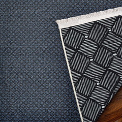 Siyah Geometrik Modern Etnik Desenli Halı  | Makinada Yıkanabilir | Hav Toz Vermez | Leke Tutmayan | Kaymaz Taban | Dijital Makine Baskı | Salon Yolluk Mutfak Halısı