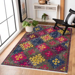 Gri Geometrik Modern Etnik Desenli Halı  | Makinada Yıkanabilir | Hav Toz Vermez | Leke Tutmayan | Kaymaz Taban | Dijital Makine Baskı | Salon Yolluk Mutfak Halısı