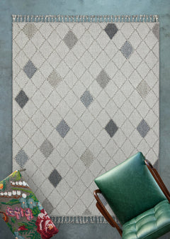 Gri Geometrik Modern Etnik Desenli Halı  | Makinada Yıkanabilir | Hav Toz Vermez | Leke Tutmayan | Kaymaz Taban | Dijital Makine Baskı | Salon Yolluk Mutfak Halısı