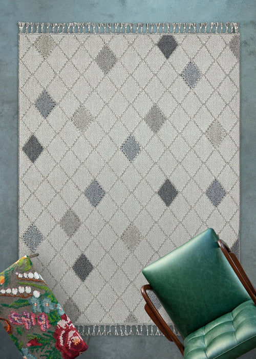 Gri Geometrik Modern Etnik Desenli Halı  | Makinada Yıkanabilir | Hav Toz Vermez | Leke Tutmayan | Kaymaz Taban | Dijital Makine Baskı | Salon Yolluk Mutfak Halısı