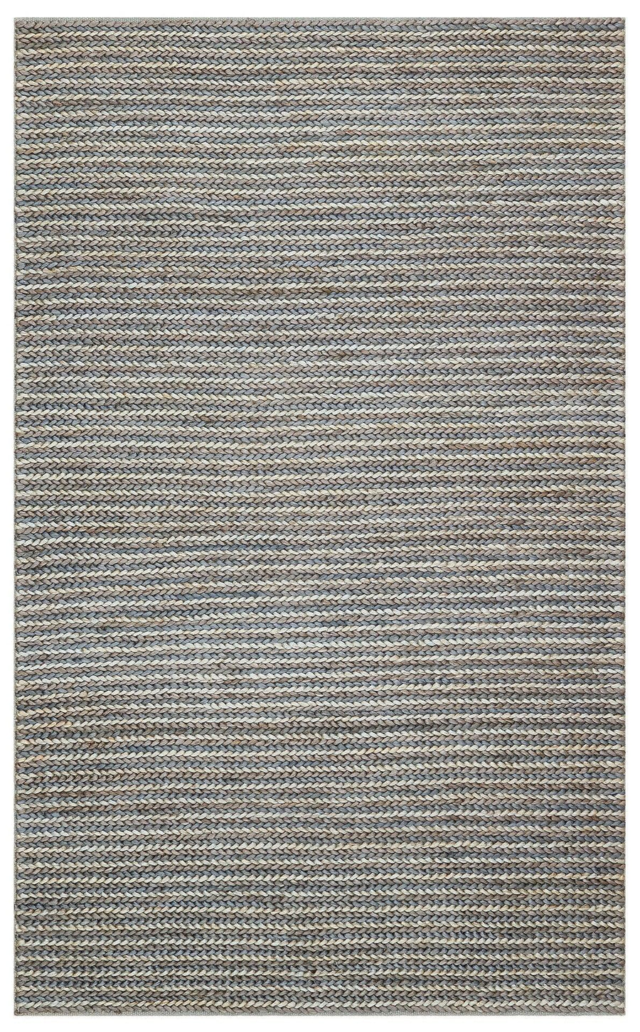 Beige and Grey Striped Flatweave Kilim Rug – in the hallway