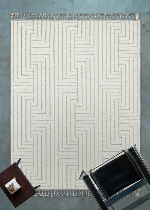 Krem Geometrik Modern Etnik Desenli Halı  | Makinada Yıkanabilir | Hav Toz Vermez | Leke Tutmayan | Kaymaz Taban | Dijital Makine Baskı | Salon Yolluk Mutfak Halısı