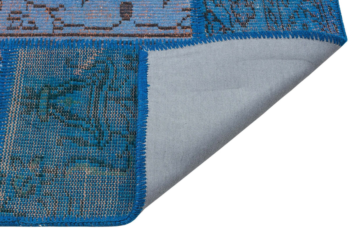 Kilva Mavi ve Turuncu Patchwork Desenli El Dokuma Halı 162x231 cm – detay görünümü