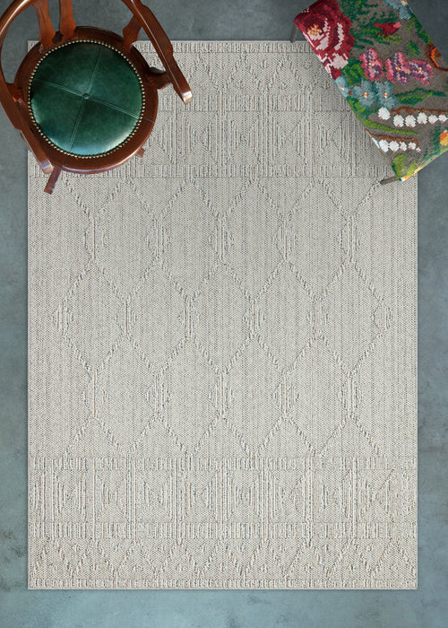 Krem Geometrik Modern Etnik Desenli Halı  | Makinada Yıkanabilir | Hav Toz Vermez | Leke Tutmayan | Kaymaz Taban | Dijital Makine Baskı | Salon Yolluk Mutfak Halısı