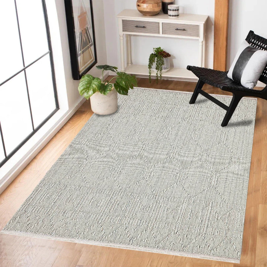 Bej Krem Düz Modern Halı - Yıkanabilir - Kaymaz Taban - Pati Dostu