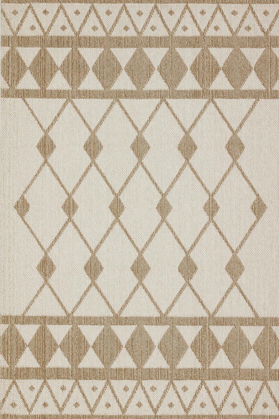 Cream and Beige Geometric Area Rug – in the hallway