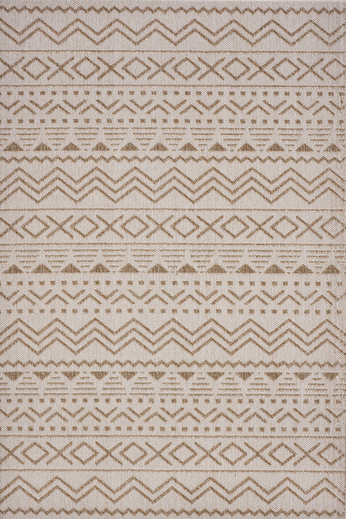 Bej Geometrik Modern Etnik Desenli Halı  | Makinada Yıkanabilir | Hav Toz Vermez | Leke Tutmayan | Kaymaz Taban | Dijital Makine Baskı | Salon Yolluk Mutfak Halısı