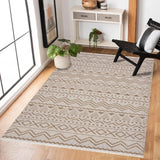 Beige Brown Bohemian Geometric Living Room Rug