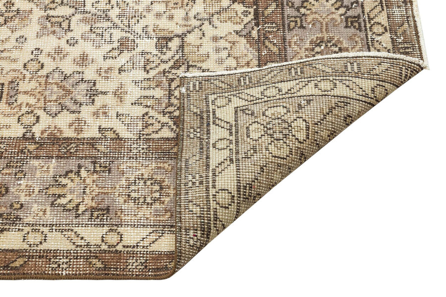 Tirena Bej ve Kahverengi Çiçek Desenli El Dokuma Halı 185x296 cm – detay görünümü