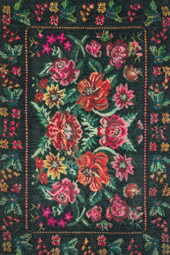 Kırmızı Karabağ Modern Etnik Desenli Halı  | Makinada Yıkanabilir | Hav Toz Vermez | Leke Tutmayan | Kaymaz Taban | Dijital Makine Baskı | Salon Yolluk Mutfak Halısı