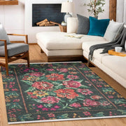 Kırmızı Siyah Karabağ Modern Halı - Yıkanabilir - Kaymaz Taban - Pati Dostu