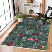 Gri Karabağ Modern Etnik Desenli Halı  | Makinada Yıkanabilir | Hav Toz Vermez | Leke Tutmayan | Kaymaz Taban | Dijital Makine Baskı | Salon Yolluk Mutfak Halısı