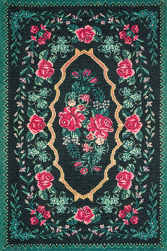 Siyah Karabağ Modern Etnik Desenli Halı  | Makinada Yıkanabilir | Hav Toz Vermez | Leke Tutmayan | Kaymaz Taban | Dijital Makine Baskı | Salon Yolluk Mutfak Halısı