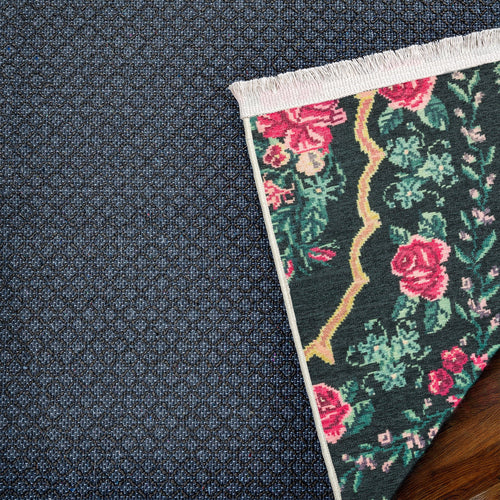 Siyah Karabağ Modern Etnik Desenli Halı  | Makinada Yıkanabilir | Hav Toz Vermez | Leke Tutmayan | Kaymaz Taban | Dijital Makine Baskı | Salon Yolluk Mutfak Halısı