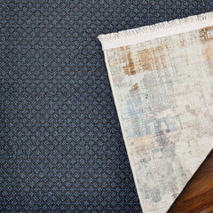 Gri Soyut Modern Etnik Desenli Halı  | Makinada Yıkanabilir | Hav Toz Vermez | Leke Tutmayan | Kaymaz Taban | Dijital Makine Baskı | Salon Yolluk Mutfak Halısı