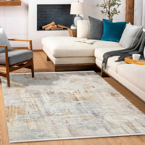 Gri Soyut Modern Etnik Desenli Halı  | Makinada Yıkanabilir | Hav Toz Vermez | Leke Tutmayan | Kaymaz Taban | Dijital Makine Baskı | Salon Yolluk Mutfak Halısı