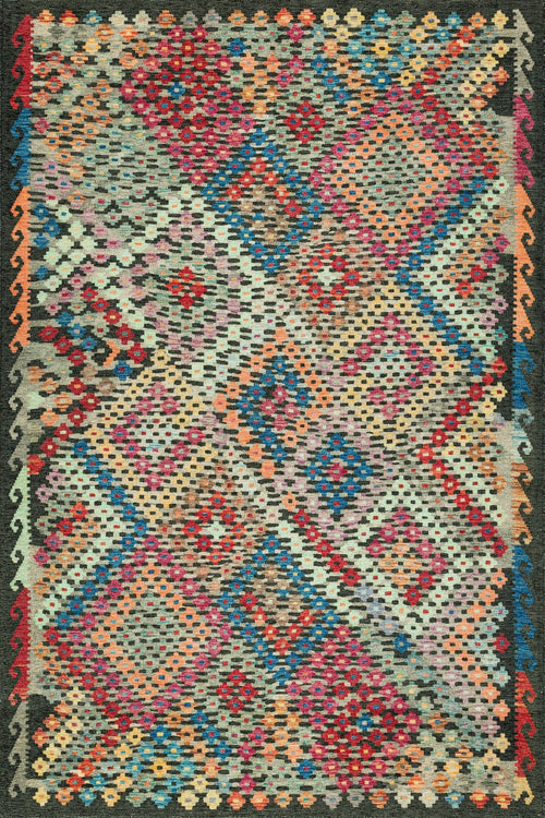 Gri Etnik Modern Etnik Desenli Halı  | Makinada Yıkanabilir | Hav Toz Vermez | Leke Tutmayan | Kaymaz Taban | Dijital Makine Baskı | Salon Yolluk Mutfak Halısı