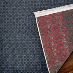 Kırmızı Çerçeveli Modern Etnik Desenli Halı  | Makinada Yıkanabilir | Hav Toz Vermez | Leke Tutmayan | Kaymaz Taban | Dijital Makine Baskı | Salon Yolluk Mutfak Halısı