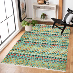 Mavi Geometrik Modern Etnik Desenli Halı  | Makinada Yıkanabilir | Hav Toz Vermez | Leke Tutmayan | Kaymaz Taban | Dijital Makine Baskı | Salon Yolluk Mutfak Halısı