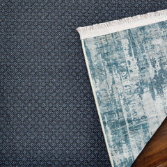 Gri Soyut Modern Etnik Desenli Halı  | Makinada Yıkanabilir | Hav Toz Vermez | Leke Tutmayan | Kaymaz Taban | Dijital Makine Baskı | Salon Yolluk Mutfak Halısı