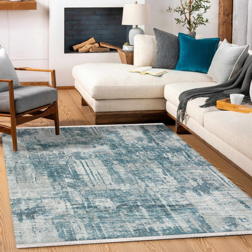 Gri Soyut Modern Etnik Desenli Halı  | Makinada Yıkanabilir | Hav Toz Vermez | Leke Tutmayan | Kaymaz Taban | Dijital Makine Baskı | Salon Yolluk Mutfak Halısı