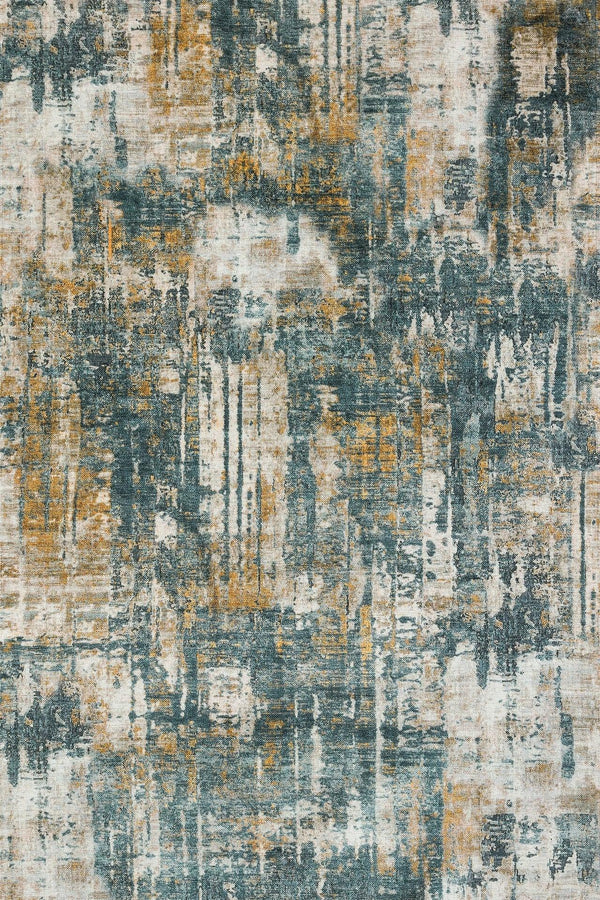 Bej Gold Eskitme Modern Halı - Yıkanabilir - Kaymaz Taban - Pati Dostu
