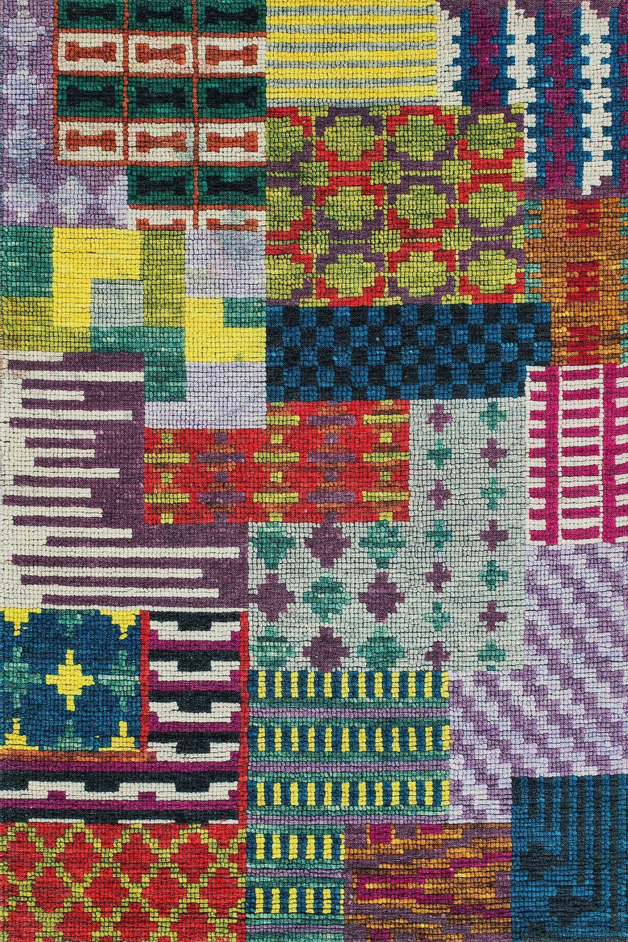 Kırmızı Mavi Bohem Etnik Patchwork Salon Halısı – Oturma odası kullanımı