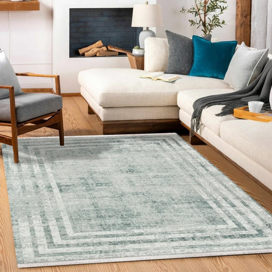 Krem Eskitme Modern Halı - Yıkanabilir - Kaymaz Taban - Pati Dostu