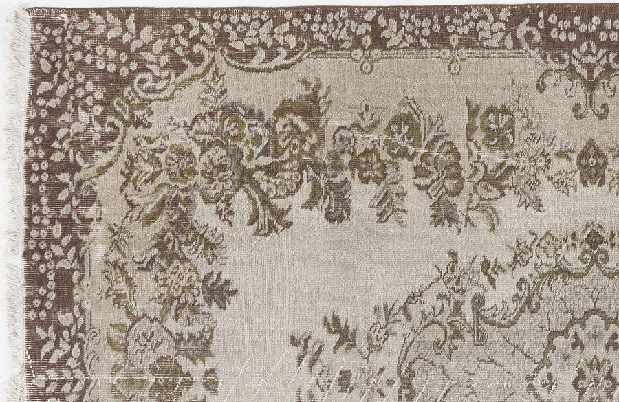 Tirena Bej ve Kahverengi Çiçek Desenli El Dokuma Halı 178x276 cm – detay görünümü