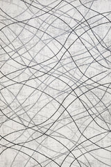 Beyaz Gri Dijital Baskı Halı Geometrik Desenli Toz Vermez