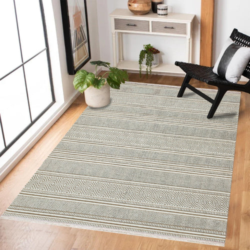 Krem Etnik Modern Etnik Desenli Halı  | Makinada Yıkanabilir | Hav Toz Vermez | Leke Tutmayan | Kaymaz Taban | Dijital Makine Baskı | Salon Yolluk Mutfak Halısı